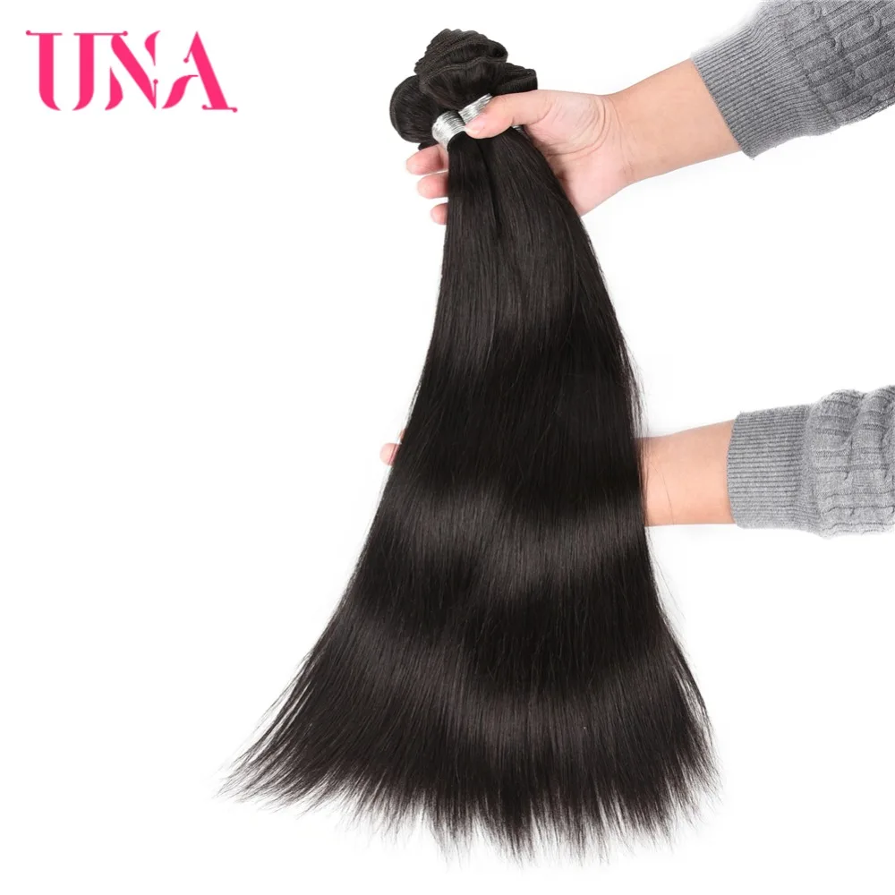 UNA Human Hair Bundles 1/3/4 Piece Pack Straight Hair Remy Brazilian Natural Hair Weft Human Hair Weave Bundles 8-26 Inches