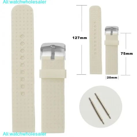 20mm Perfect White Silicone Jelly Rubber Unisex Watch Band Straps WB1053K20JB