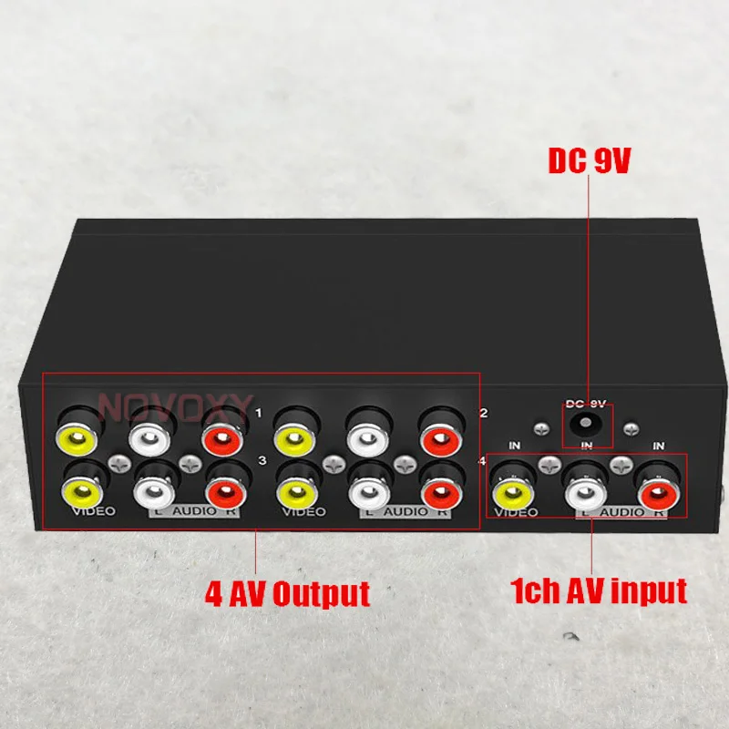 av-сплиттер DVD HDTV RCA Блок видеосплиттера от 1 до 4 выход 3 RCA дистрибьютор 1 в 4 RCA Аудио Видео AV адаптер