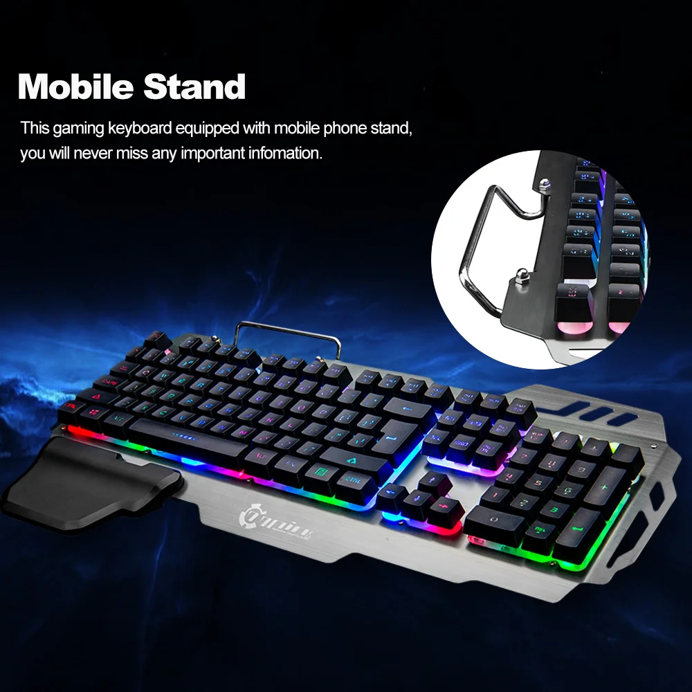 Новая игровая клавиатура с RGB подсветкой компьютерная держателем для планшета и