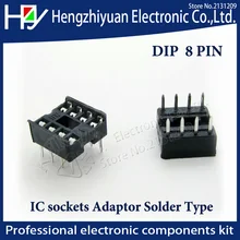 Hzy 8 pin dip ic socket 10 шт. 2,54 мм сквозное отверстие штампованный pin открытая рамка IC Dip Socket, шаг сквозное отверстие dip Socket разъемы