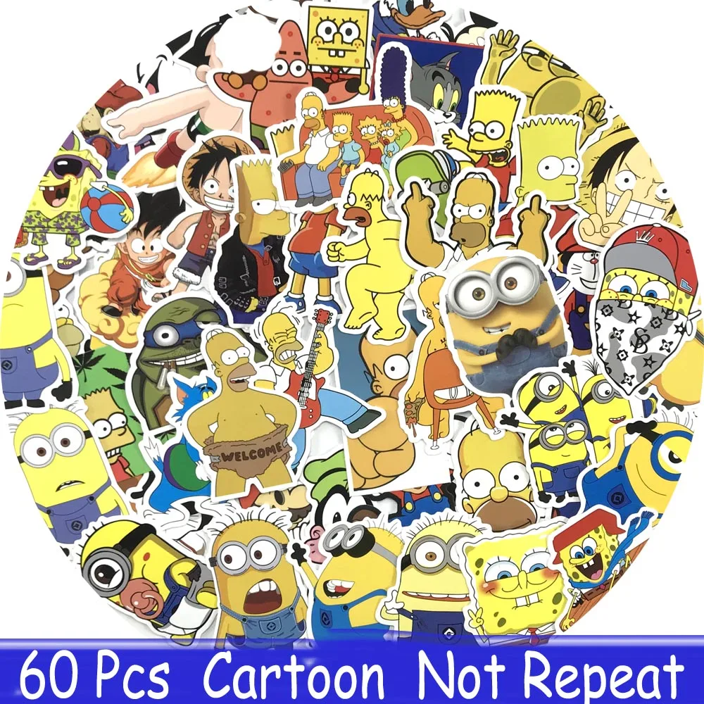 lst 60 pcs famous cartoon characters stickers mixed jdm
