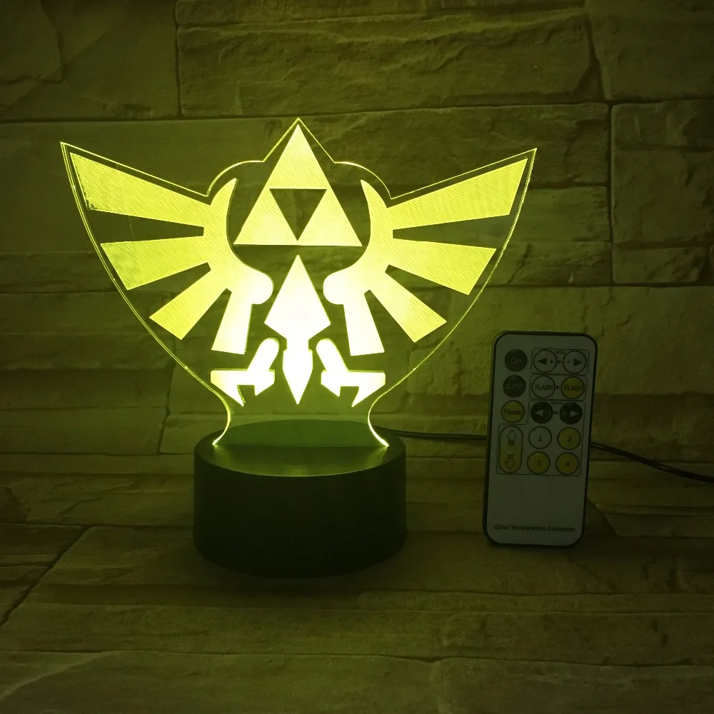 

The Legend of Zelda Triangle 3D USB LED Night Light 7Colors Illusion Lamp Touch or Remote Control Kids Living Bedroom Desk Lamp