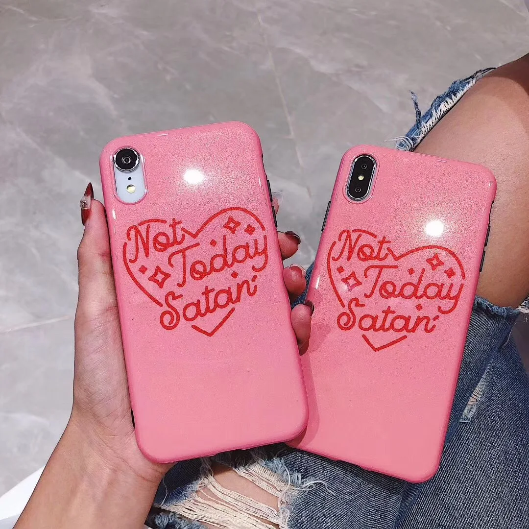 

Shining Pearl Effect Not Today Satan Phone Case for Iphone 6 6s 7 8 Plus soft IMD case for iPhone X XS MAX XR
