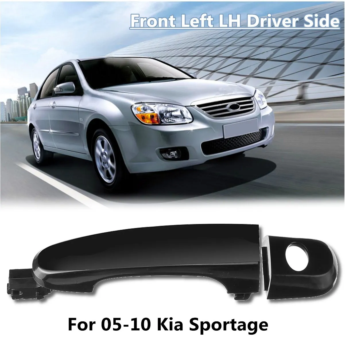 One Pcs Black Front Exterior Outside Door Handle Left LH