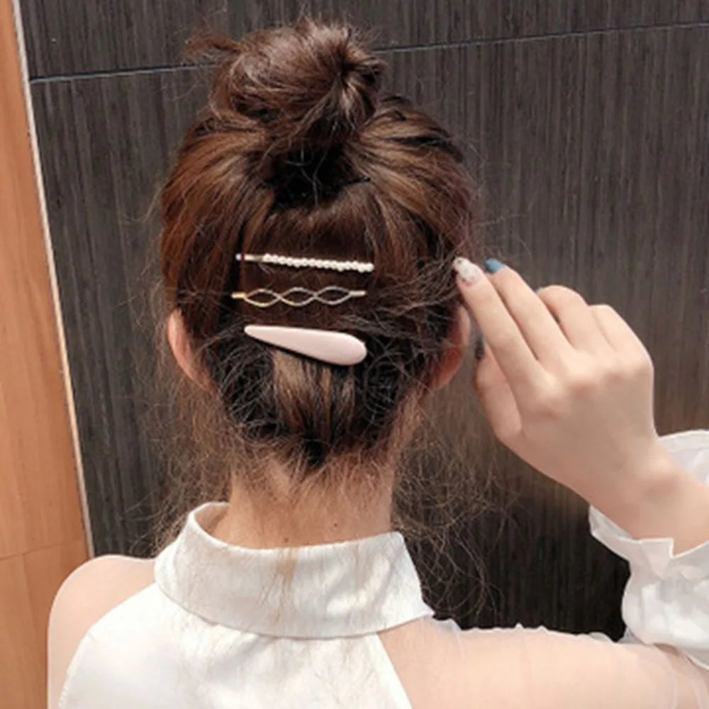 1 комплект Корея Япония металл золотой жемчуг нерегулярные ацетат заколки для волос для женщин Девушка Свадебная вечеринка аксессуары для