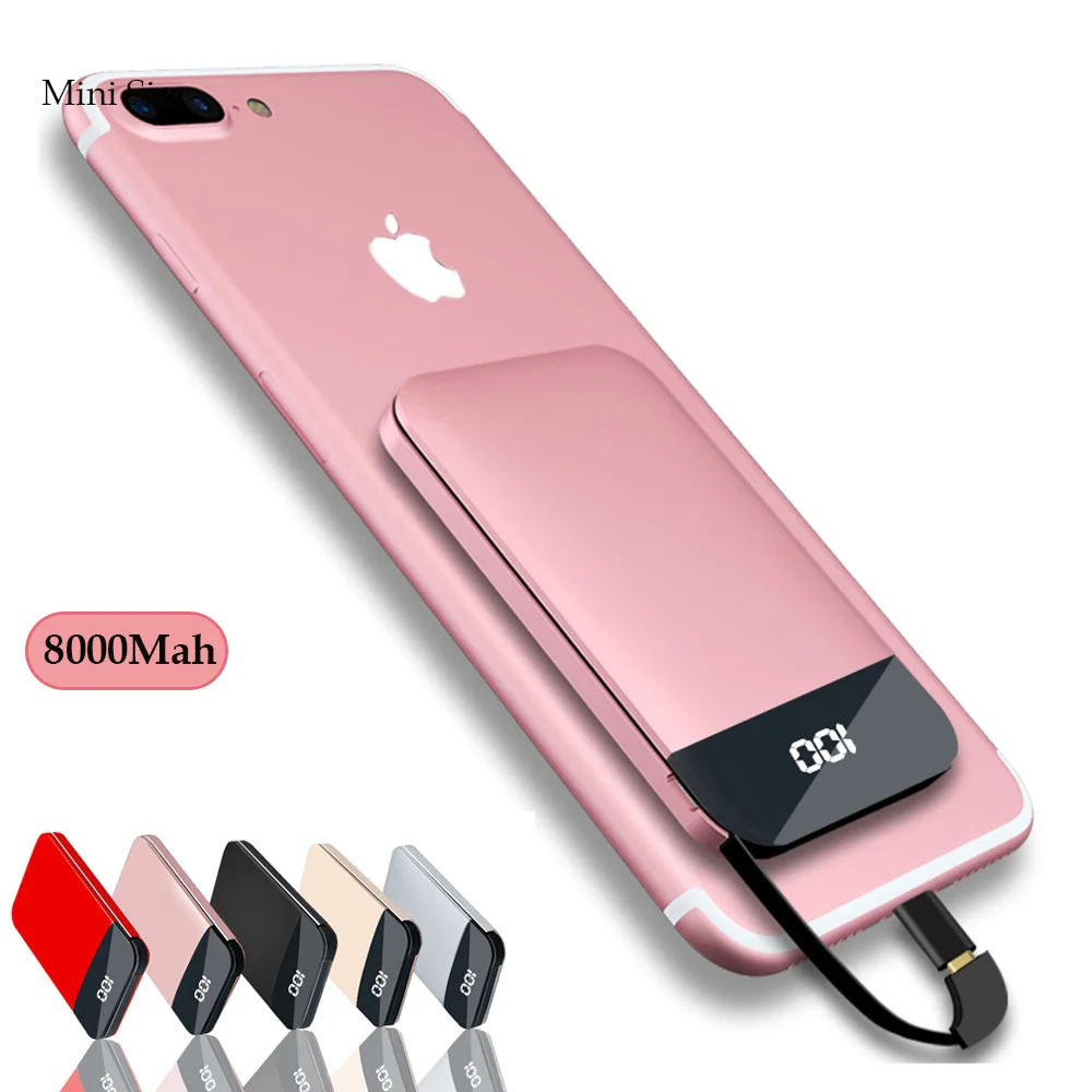 

Universal 8000mah Mini External Battery Power Bank Portable Battery Charger for Android IOS USB Type C LED Display