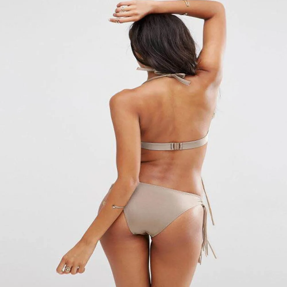 Bikinis Female 2019 Women Swimwear Bikini Tassel Swimsuit Grey Micro Bikini Sexy Bralette Push Up Padded Bra Beachwear (3)