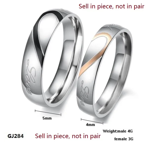 stainless steel silver half heart simple circle real love couple ring wedding rings engagement rings sell - Wedding Rings Silver stainless steel silver half heart simple circle real love couple ring wedding rings engagement rings sell - Wedding Rings Silver