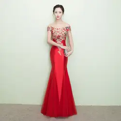 2018 Китайский традиционный свадебное платье Красный QiPao Длинные Cheongsam летом Для женщин сексуальные цветы Чино tradicional Стиль Chinois Femme