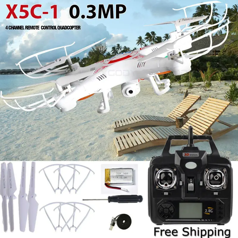 Buy Cheap Drone X5C-1 2.4G 4CH 6-Axis Professional Aerial RC Helicopter Quadcopter Toys Drone With 0.3MP HD Camera Kids Gifts