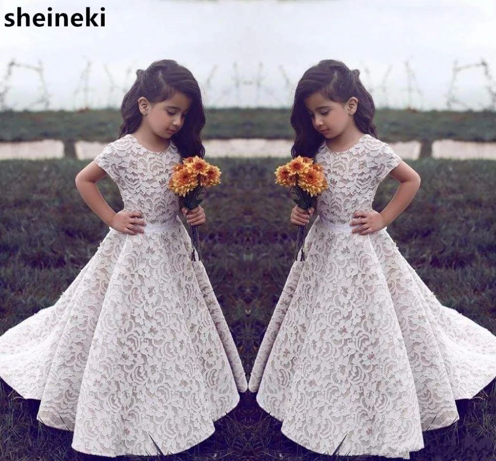 girls lace flower girl dress