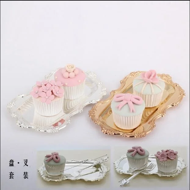 silver and gold plated rectangle cake pan with Beaded around wedding cake stand display rack for wedding decoration FT045