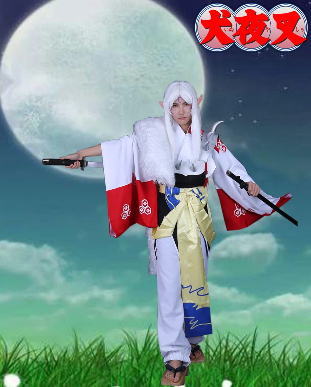 

Free Shipping InuYasha Sesshomaru Kimono Anime Cosplay Costume/Cosplay Wig