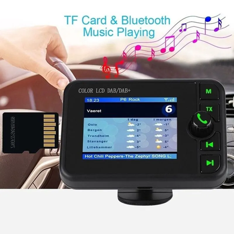

Vehemo Color-Screen DC 5V Car DAB Car Radio Adapter Digital Display Hand-Free TF Card Player Tuner Car FM Transmitter Car