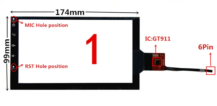  7 inch GT911 174mm*99mm Capacitive Touch Digitizer for Car DVD GPS navigation multimedia Touch scre