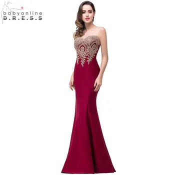 Sexy Backless Appliques Burgundy Mermaid Lace Long Prom Dresses 2017 Royal Blue Black Evening Party Dress Vestido de Festa Longo