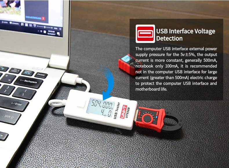 UNI-T USB Tester Voltmeter Ammeter UT658 UT658B Digital LCD Voltage Monitor Current Meter Capacity Tester 9V 3A With Backlight