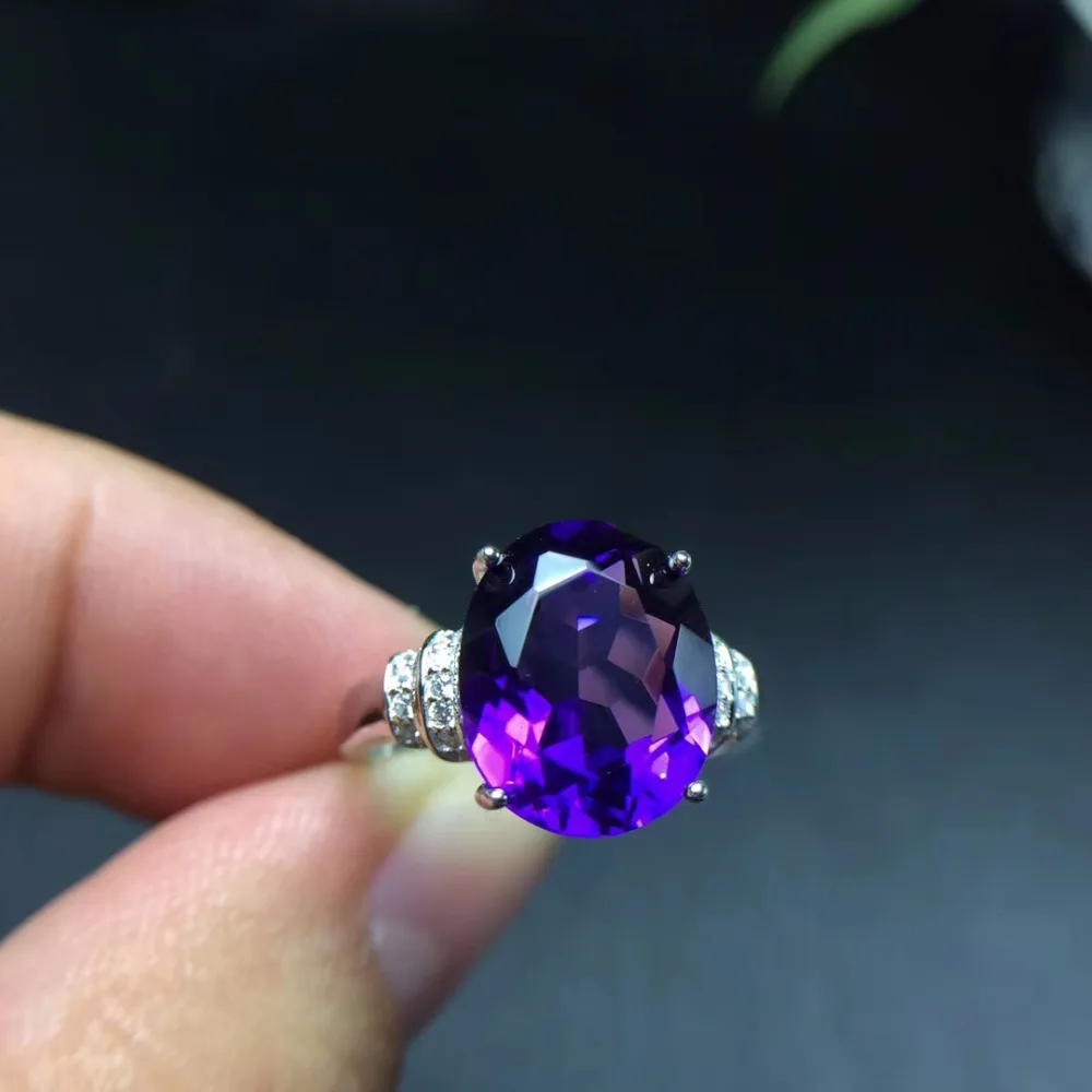 Tanie Naturalny ametyst pierścionek, srebro 925, 5 karatowy kamień szlachetny, autentyczny kolor, czysty