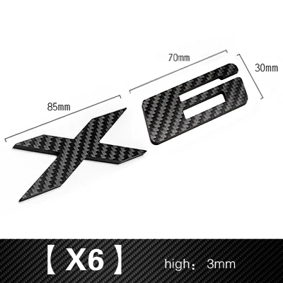 Углеродного волокна заднего Магистральные письма Наклейка на стену цифровой Знак наклейки с эмблемами Авто автомобилей Логотип для BMW X1 X3 X5 X6 - Название цвета: X6