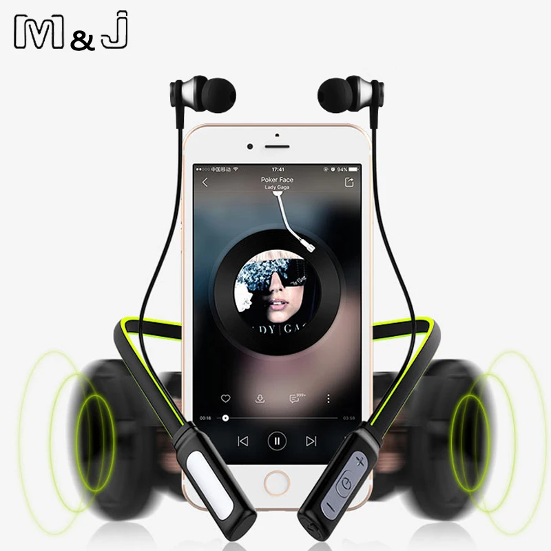 M J HT1 Wireless Bluetooth Earphone 10 Hours Playtime with Microphone Sport Stereo V4 1 Bluetooth Earphone For iPhone Android