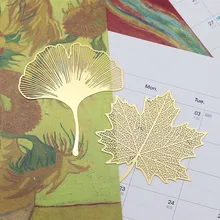 1 шт. мелкозернистые вены медные закладки листья паулонии Бодхи листья гинкго металлические полые ремесла подарок канцелярские принадлежности