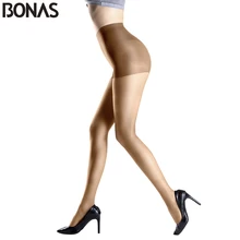 BONAS yeni moda katı renk seksi naylon sıkı külotlu kadın moda ucuz tayt bayan Spandex dayanıklı siyah çorap