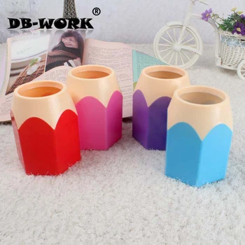 

Fashion pen holder Candy color plastic pencil vase shapes students pen holder removable dual creative brush pot free shiping
