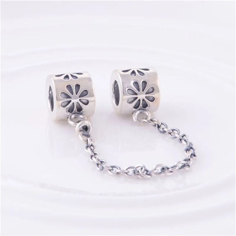 

CKK Beads Daisy Safety Chain 100% 925 Sterling Silver Fits Pandora Charms Bracelet Original Europe Silver 925 Jewelry Wholesale