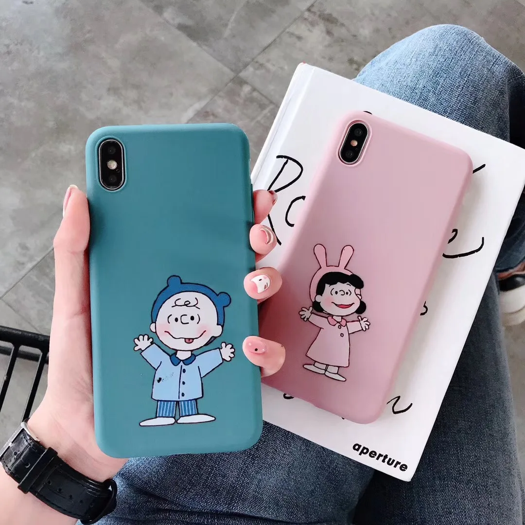 Cute Cartoon Anime Charlie Brown Lucy Couple Phone Case For Iphone Xs Max Xr X 6 6s 7 8 Plus Candy Soft Tpu Back Cover Fundas Fitted Cases Aliexpress