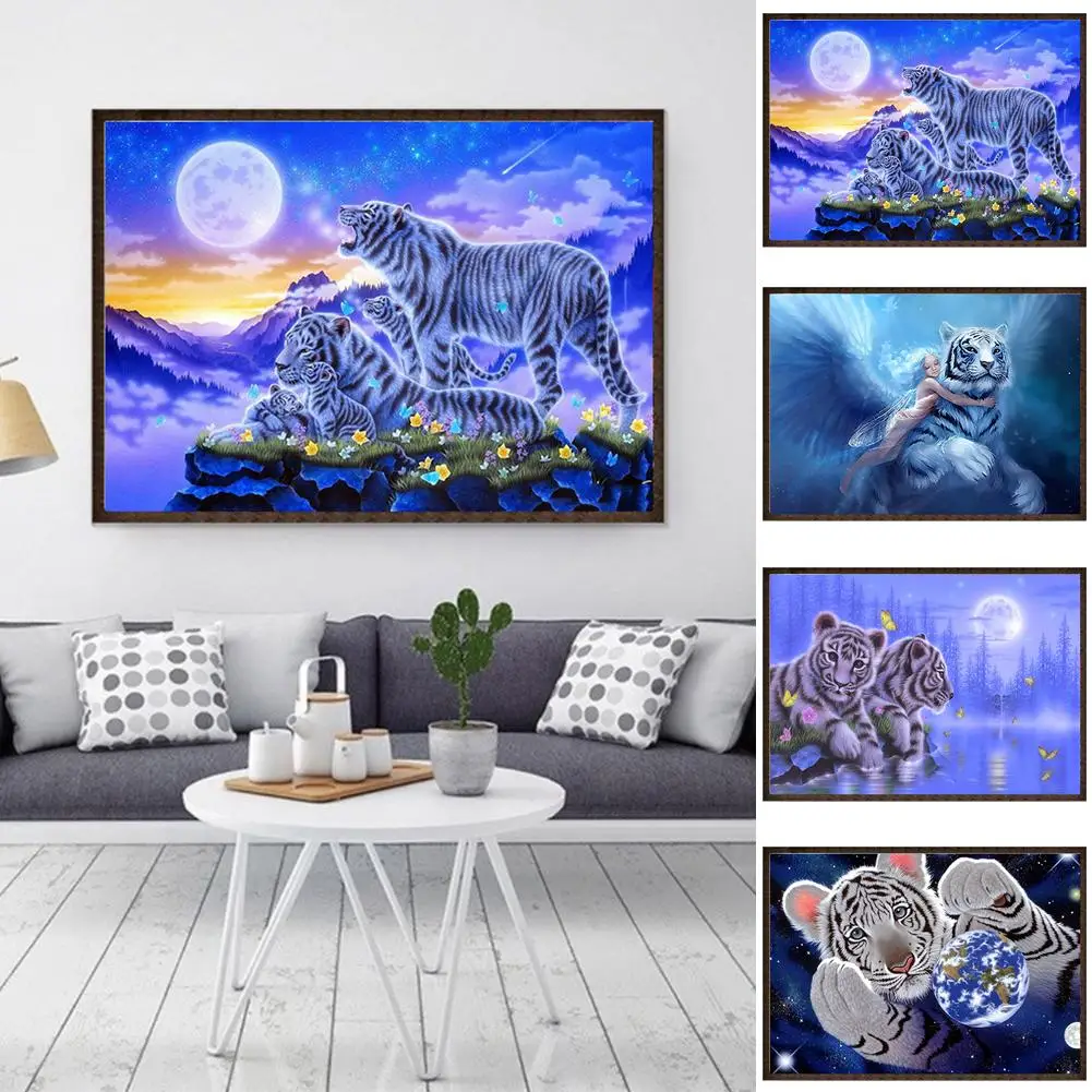 

30x40cm DIY Diamond Painting Tiger Animal Design Cross Stitch Diamond Painting Craft DIY Mosaic Full Round Diamond Painting