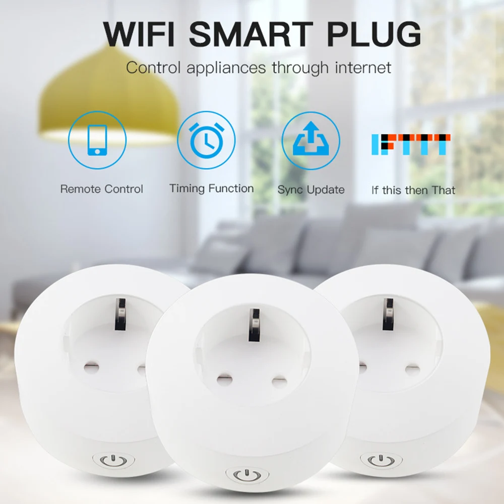 

WIFI Wireless Remote Socket Smart Timer Plug Voice Control EU Home Fire Retardant PC Smart Power Socket 3 pin EU Plug
