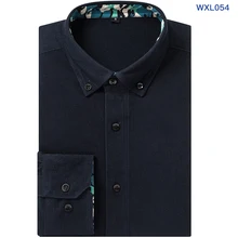 Новое весеннее платье Повседневное Однотонная одежда вельветовые футболки с длинными рукавами Для мужчин Slim Fit Мода Высокое качество Мужские рубашки Костюмы Camisa