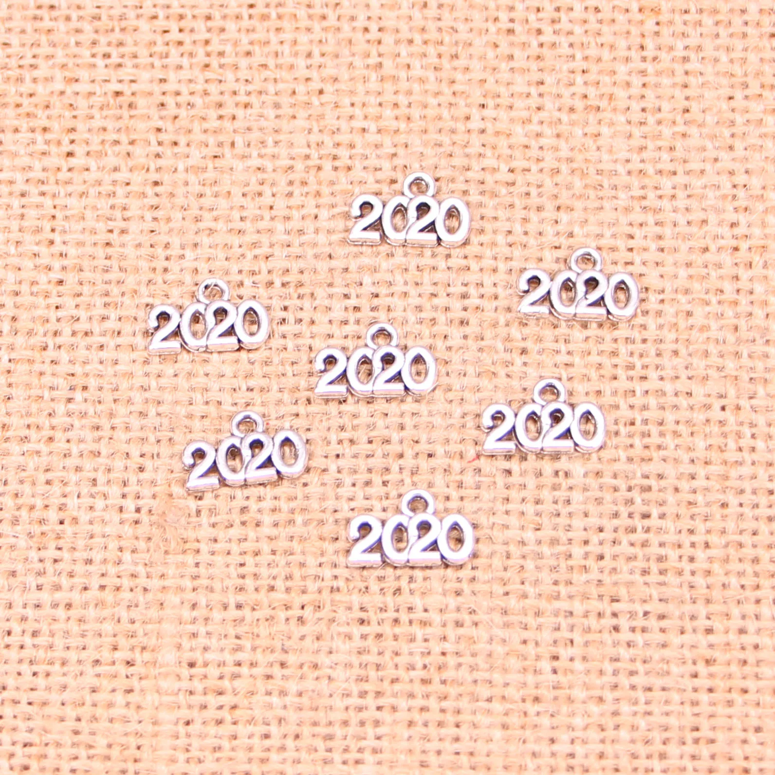 

50pcs Number 2020 Charms Antique Silver Plated Pendants Fit Jewelry Making Findings Accessories 13*9mm