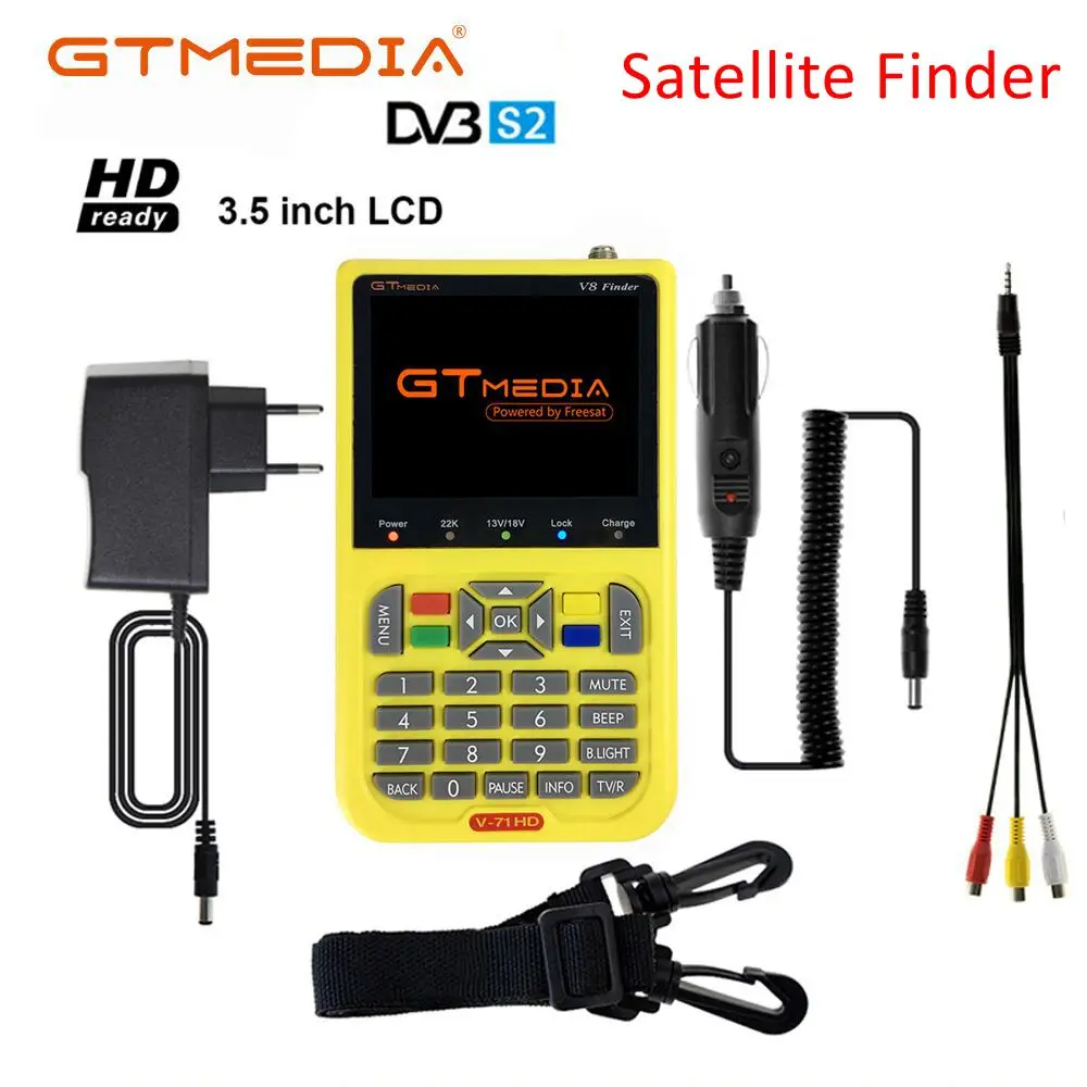

GTmedia V8 Finder DVB-S2 V8 Finder HD Digital Satellite Finder Meter Full 1080P FTA 3.5 inch LCD Display SatFinder Sat Finder