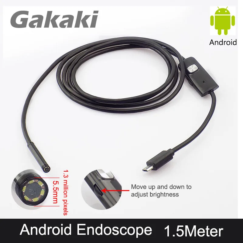 

Gakaki 5.5mm Lens Mirco Android OTG USB Endoscope Camera 1.5M Waterproof Snake Pipe Tube Inspection Android USB Borescope Camera