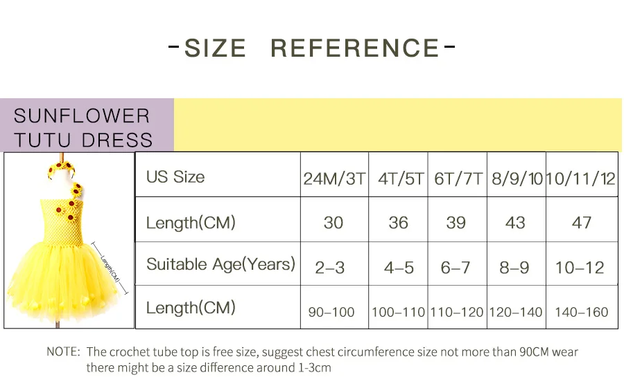 Sunflower Girls Tutu Dress with Headband Petals Embellished Princess Tulle Dress Children Birthday Party Performance Clothes (1)