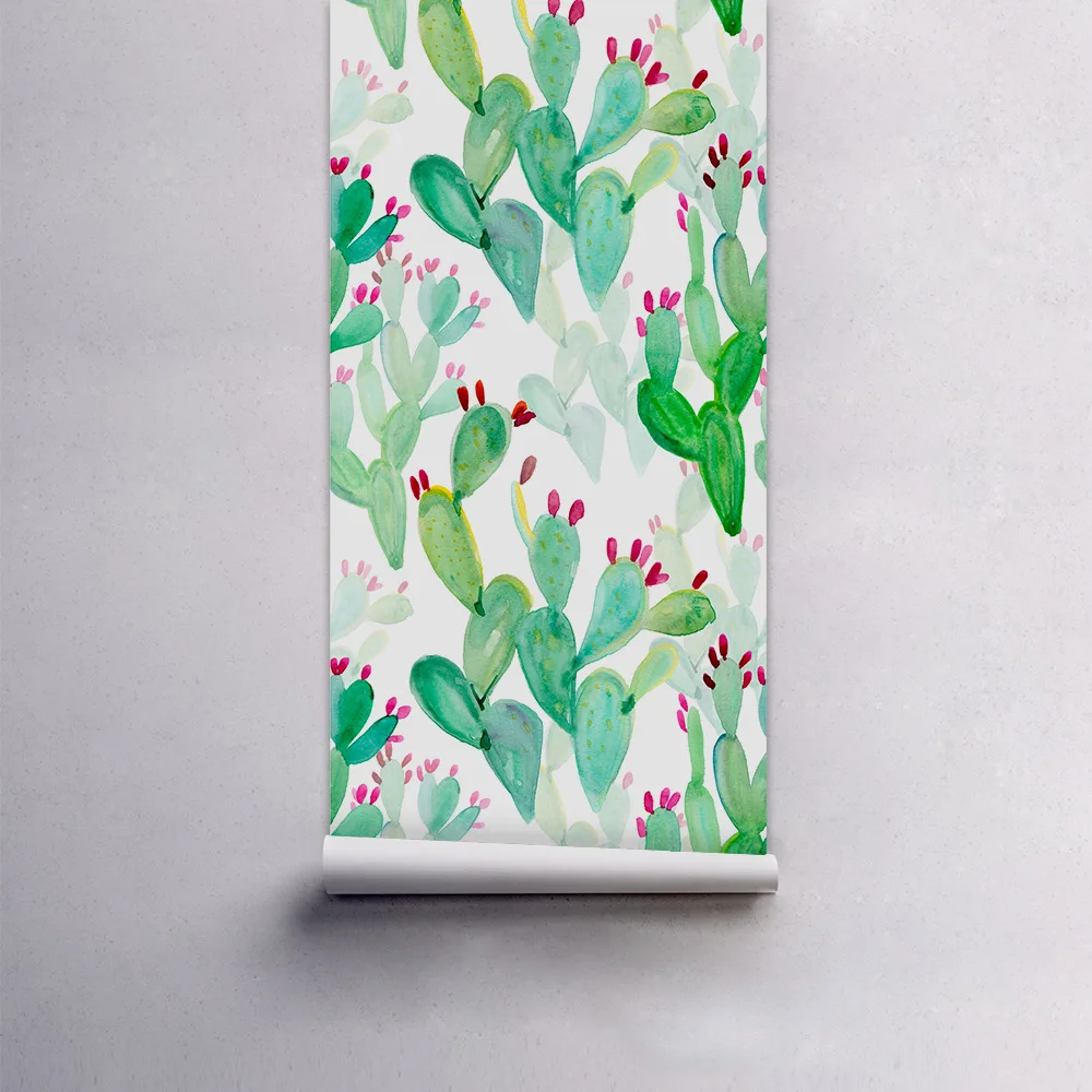Современные водонепроницаемые самоклеящиеся обои в скандинавском стиле с изображением кактуса для детской комнаты Стикеры для растений на стену для мебели домашний декор