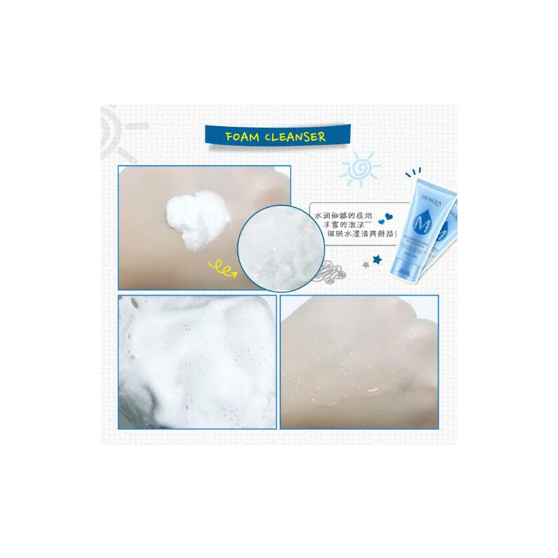 BIOAQUA Ocean Water Facial Cleanser Rich Foaming Moisturizing Hydrating Whitening Shrink Pores Essence Face Cleansing Care 6