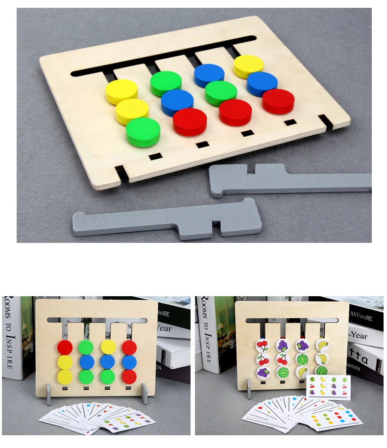 4 Farben Doppelseitiges Matching-Spiel Logisches Denken Training Kinderspielzeug 