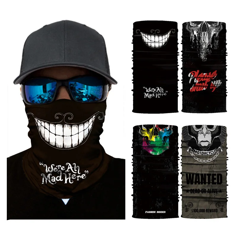 

Outdoor Sports Sun Provention Multifunctional Bandana Hunting Neck Cover Cycling Printed Skull Joker Seamless Mask Bandana TJ003