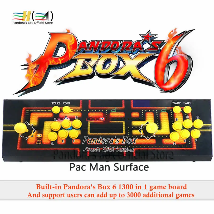 Новинка Pandora Box 6 1300 в 1 2 игрока джойстик игровой автомат консоль поддержка fba mame ps1 3d может добавить 3000 игр tekken pac man