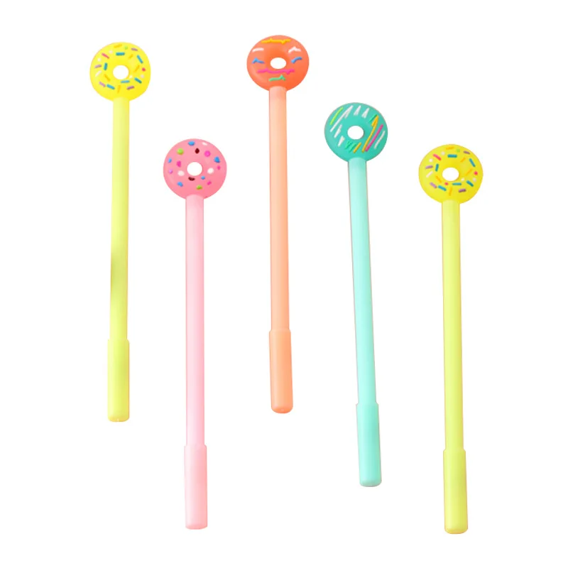 

12Pcs Korean Jelly Cute Donut Gel Pen Creative Doughnut Kawaii School Stationary Artist Novelty Stationery Store Material Thing
