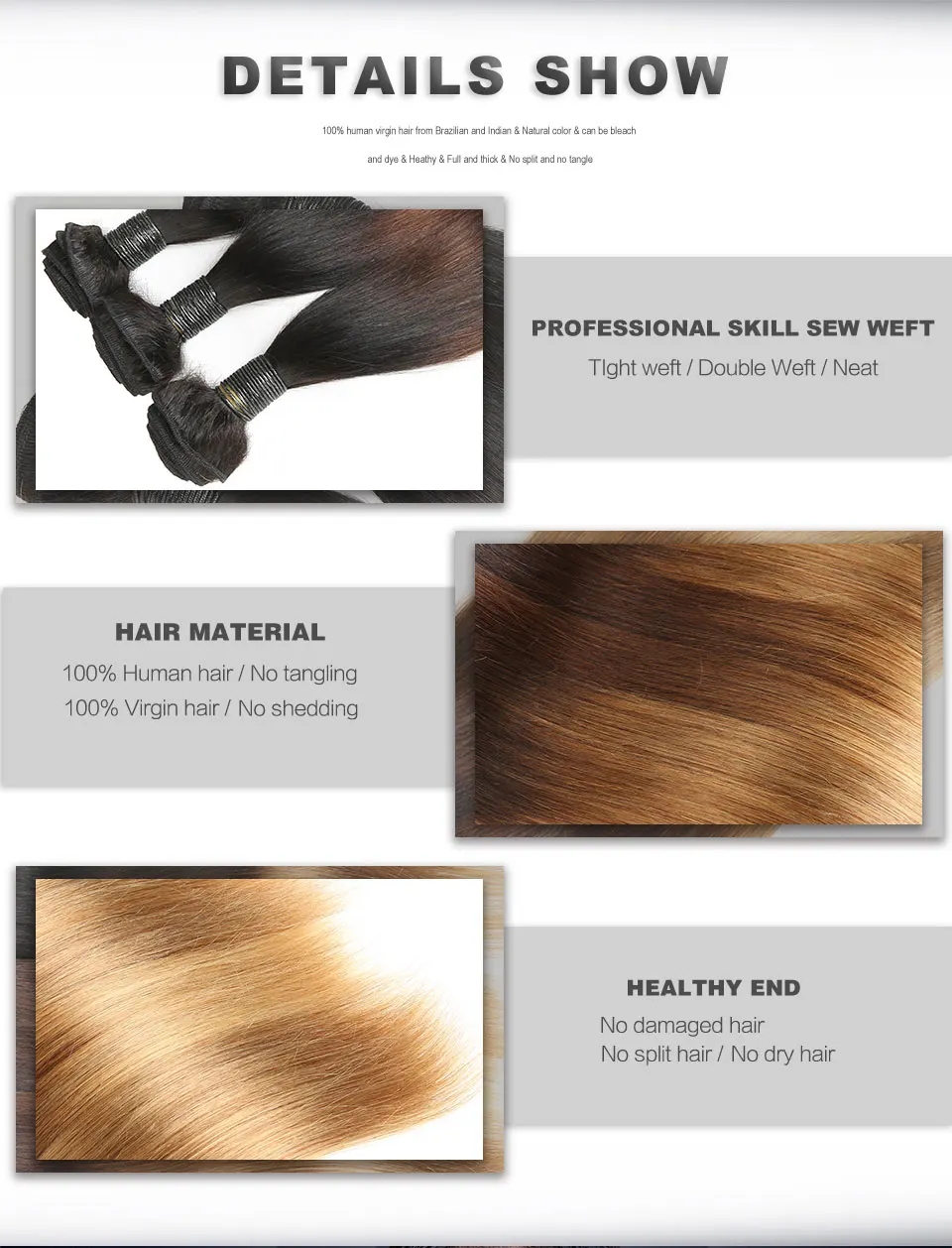 Omre Straight Hair Weave Brazilian Human Hair 3 Bundles With Closure 1B 4 27 Remy Bundles Hair Extensions Zing Silky Hair Vendor (4)