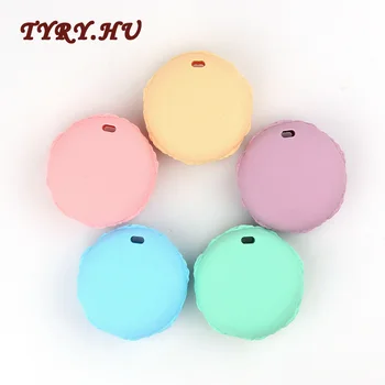 

1pcs Macaron Biscuits Teether For Baby Nursing Baby Chew Food Grade Silicone Teething Teether Beads Toys Pendant Gifts