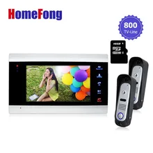 Homefong HD Touch key 7″ Video Door Phone Doorbell Intercom Kit with16GB SD card Picture/Video Record 800TVL 2 Doorbell Camera
