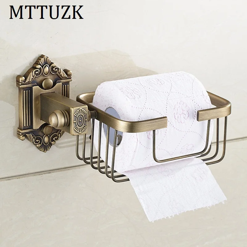 MTTUZK античный медный настенное крепление корзина для ванной комнаты полка