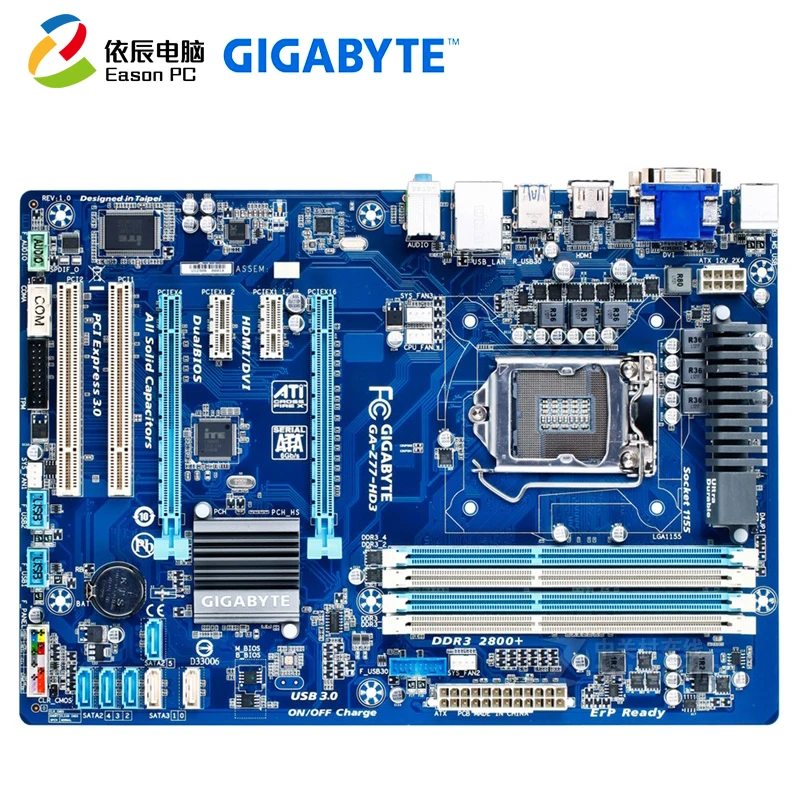 GIGABYTE GA-Z77-HD3 материнская плата для настольного компьютера LGA1155 DDR3 i3 i5 i7 ATX |