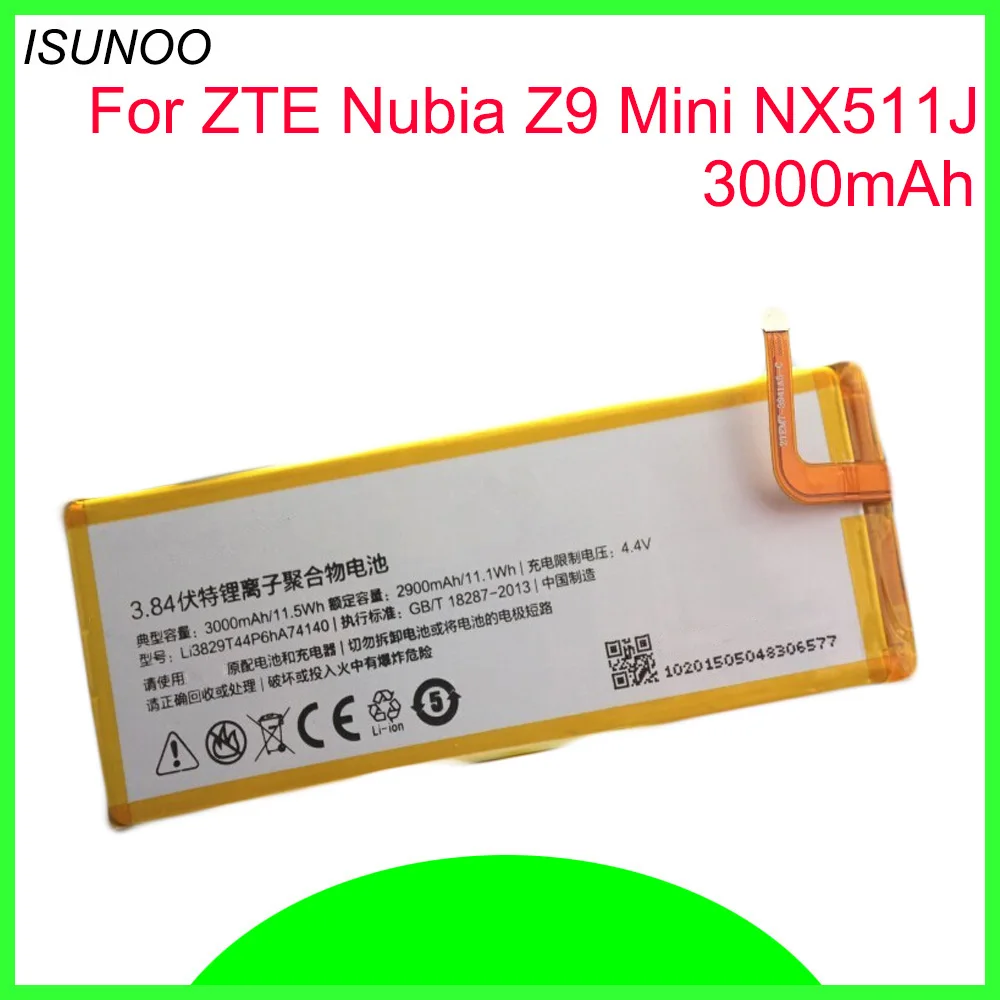 

ISUNOO 3000mAh Li3829T44P6hA74140 Battery For ZTE Nubia Z7 Z9 NX508J/NX510J/NX511J Z9 Max Plus Z9 mini Battery