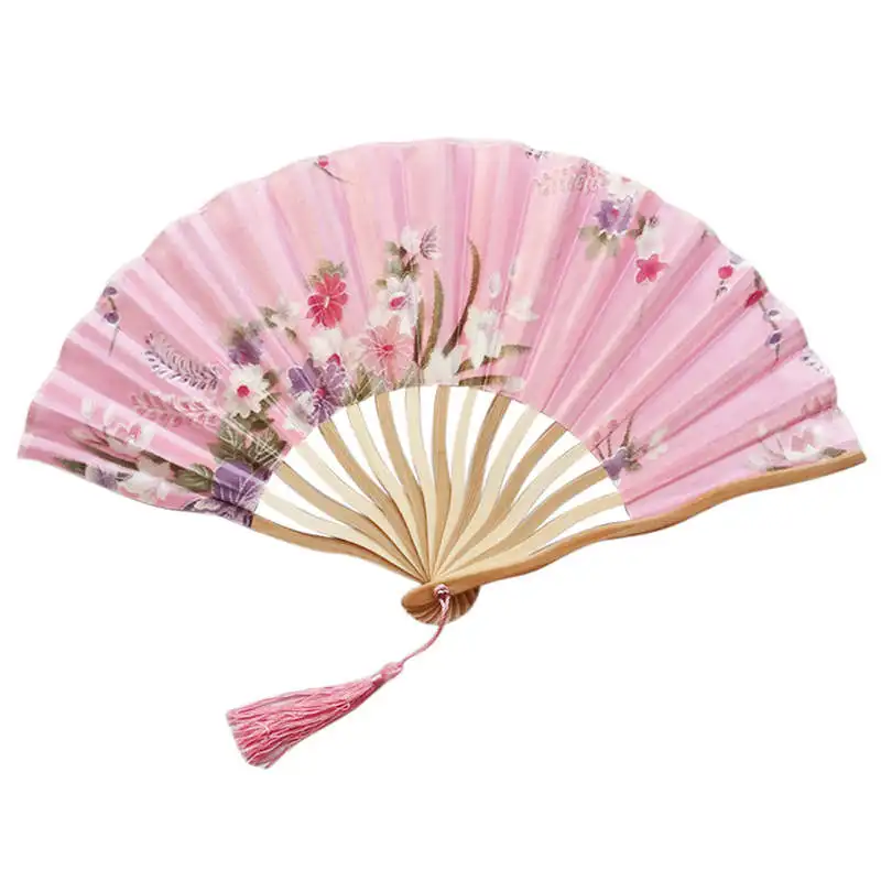 

Pattern Hand Held Fans Silk Bamboo Folding Handheld Folded for Church Wedding Hand Fan Cool Bamboo Flower Hand Fan De Pliantes